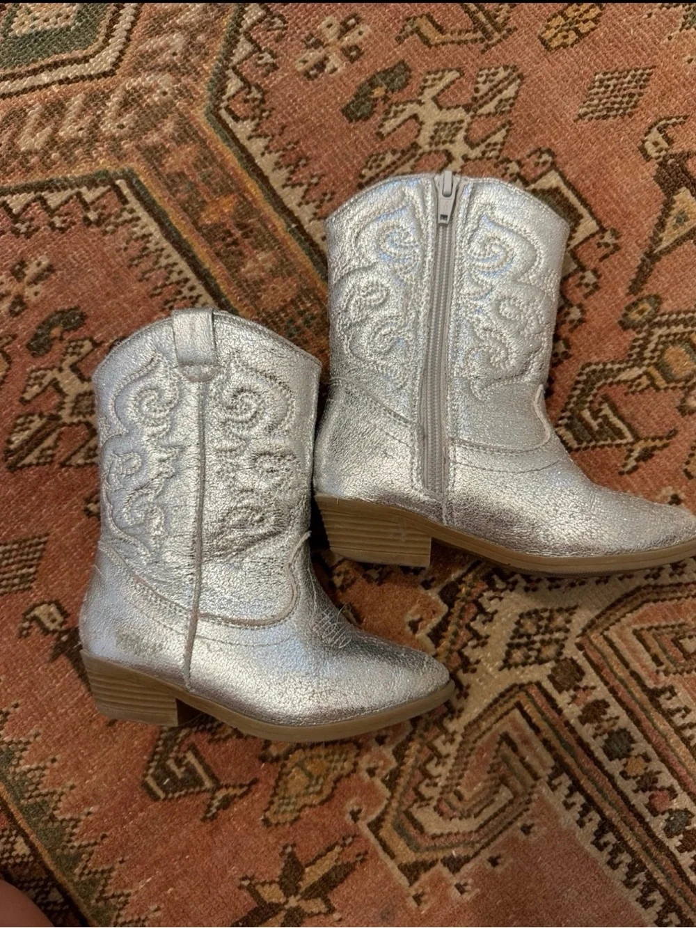 Tucker + Tate Toddler Little Girl Cowboy Cowgirl Boots -  metallic silver size 9